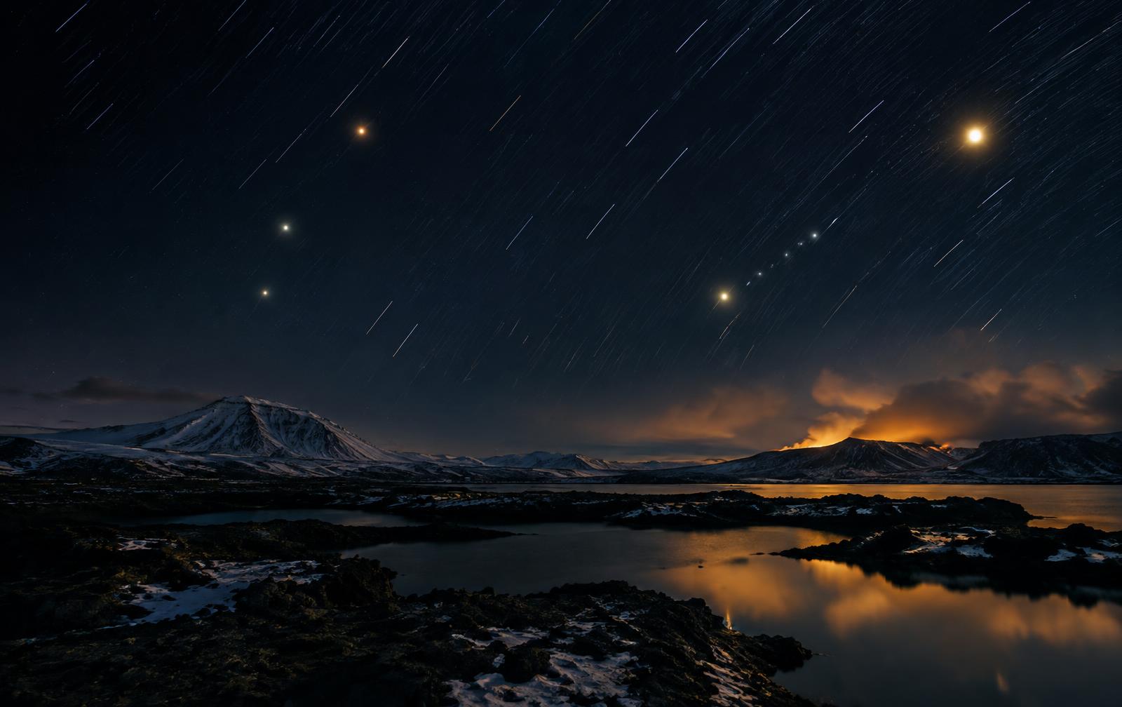 Stílfærður stjörnuhiminn og hringir stjörnuspekinnar